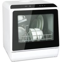 PULUOMIS Mini Lave-Vaisselle Pose Libre avec 4 Couverts 6 Programmes Réservoir d'eau 5L et Écran LED, 42cm
