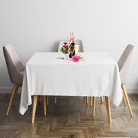 Nappe carrée 90x90 pouces Couverture de Table en Polyester Blanc Tissu lavable Mariages Banquets Décoration 1 pièces