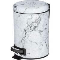 WENKO Mini Poubelle salle bain Onyx, poubelle à pédale, capacité 3L, acier effet "marbre", 17x25x22,5 cm, gris