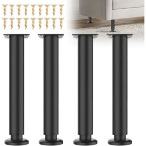 Pied De Lit, Pieds De Sommier, De Lit Liaison MéTal RéGlables en MéTal Pieds pour Sommier, TrèS RéSistants Convient pour Lattes Universel Sommier Plastique, Canapé 19.5-32cm (Noir) Lot De 4 Pied
