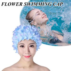 ulapithi Bonnets de bain - Bonnet de bain Fashion Flower avec pétales de fleurs - Turban pour cheveux longs, bonnet de bain bonnets de bain protection des cheveux d'oreille Rose