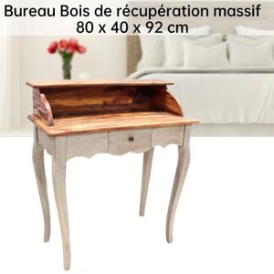 MEUBLE ÉTAGÈRE Bureau en bois de récupération massif - Belleshop - Vintage - Gris - 80x40x92cm