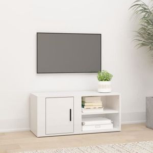 Grand ensemble meuble TV blanc et chêne - Newton
