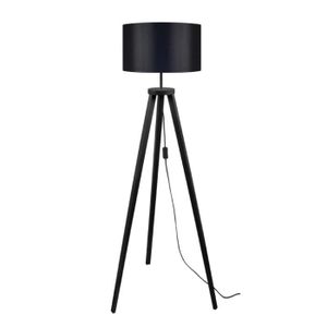 LAMPADAIRE TOSEL Lampadaire 1 lumière - luminaire intérieur - tissu  noir - Style inspiration nordique - H152cm L40cm P40cm