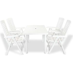 Ensemble table et chaise de jardin Salon de jardin en plastique - Blanc - 126 x 76 x 72 cm