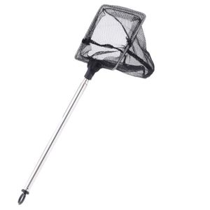 Carr/ée-Rouge Pssopp Filet datterrissage de p/êche crevette t/élescopique Extensible d/écumage de Filet de crevette Filet de p/êche en Acier Inoxydable pour laquarium Fish Tank Pond Creek