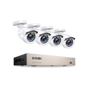 CAMÉRA DE SURVEILLANCE ZOSI 1080P FULL HD Kit Caméra de Surveillance avec 8CH H,265+ DVR Enregistreur Vidéo Numérique, Alerte Instantanée Accès à distance