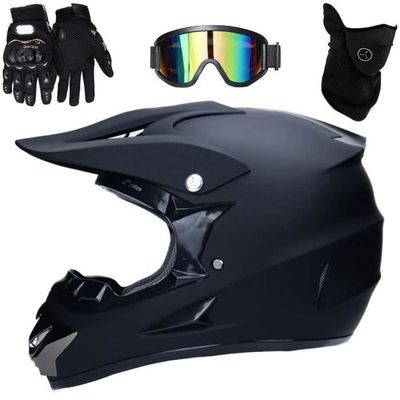 RUMOCOVO® Casque de Motocross pour Scooter ,Casque de Moto Homme et Femme Intégral en Noir Mat