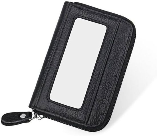 Vulkitty Portefeuille Femme Cuir RFID Blocage - Petit Porte-Monnaie Fermeture Éclair, Beige Élégant