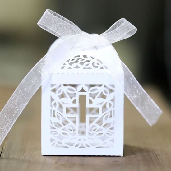 100 Petites Boîtes-cadeaux En Papier Kraft - Design Floral Blanc - 8x5,5x2 Cm - Pour Bonbons, Bijoux, Fêtes