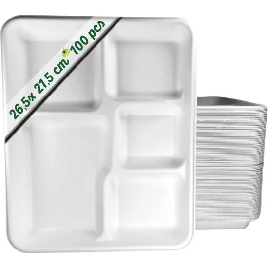 WDF Lot De 50 Plateaux Alimentaires Jetables De 35,6 Cm - 100