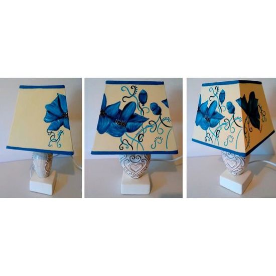 Lampe De Chevet Originale Fait Main - Âne En Plume Et Strass Avec Fleurs - Creacat E051
