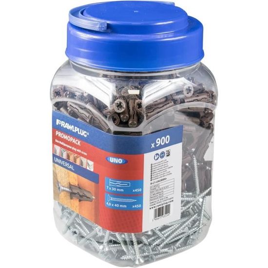 Lot De 230 Chevilles Multi-matériaux Et Vis STANDERS, Diam. 6/8/10, L