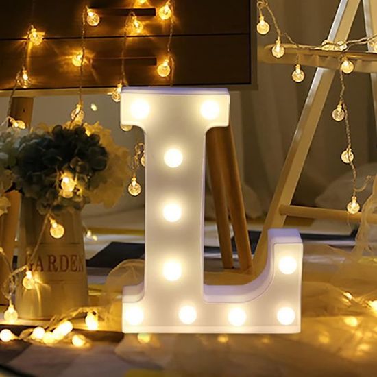 26 Lettres LED Lumineuses A-Z En Plastique - Lettres De 22 Cm - Alimentation Par 2 Piles AAA - Pour Décoration Intérieure Ou Mariage
