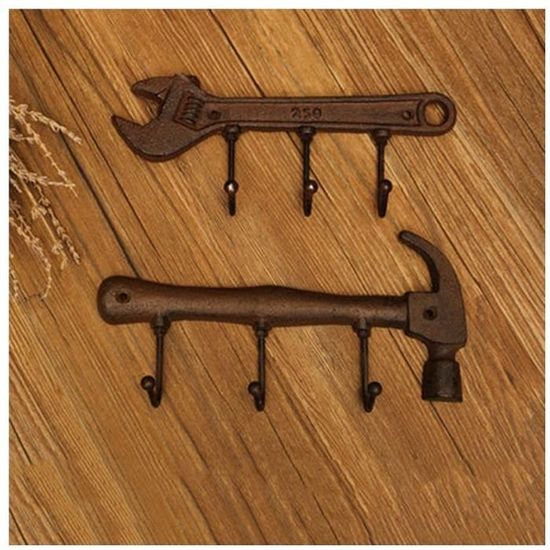 TOYANDONA - Patères Murales Fer Forgé Vintage - Lot De 4 Crochets - Noir, Pour Entrée, Salle De Bain, Cuisine