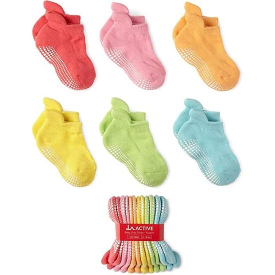 Active Chaussettes Antidérapantes Enfant 6-12 mois - 6 Paires de Socquettes  pour Bébé, Enfants, COULEURS VIVES - 6 PAIRES - Cdiscount