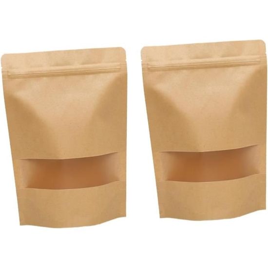 Emartbuy 50 Sacs En Papier Kraft Debout Sac Alimentaire Sac