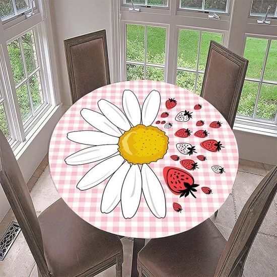 Rondes Imperméable Nappe Avec Bord Élastique, Treer 3D Anti-Taches Lavable Entretien Facile