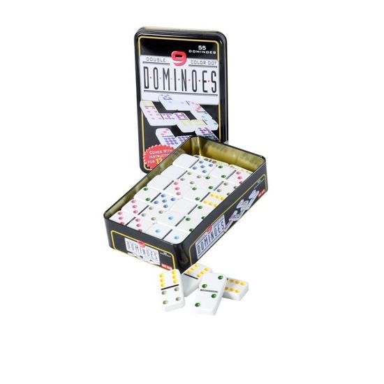 Jeu De Dominos Double 6 En Bois – 28 Pièces Avec Points Convexes Et Rivets Dorés – Boîte à Tiroir – 2 à 4 Joueurs
