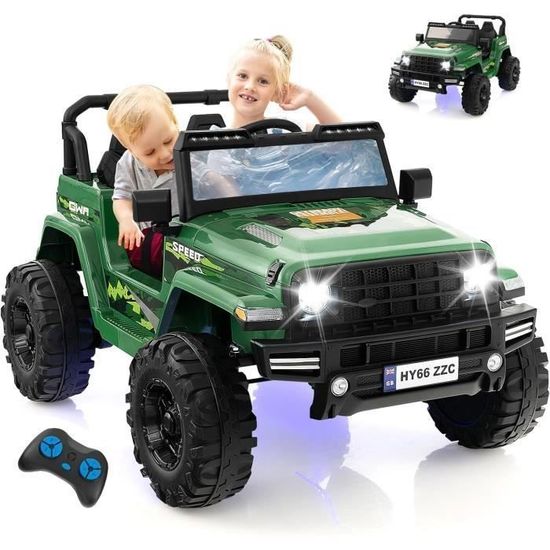 Voiture électrique Enfant 2 Places 24V Avec Télécommande - 4x4, 2 Vitesses (jusqu'à 6 Km/h), Lumière, Radio USB - Pour 3-8 Ans, Rose
