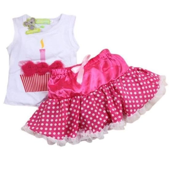 Vuncio Ensemble Bebe Fille Hiver 6-36 mois a la Mode Vêtements Bébés Filles Jupe Plissée Chemise Manche Longue à Volants Bandeau pas Cher Chic Casual Vacances Cérémonie Soirée (Pink, 6-9