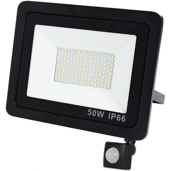 Projecteur LED Extérieur 50W – IP66 Étanche 6500K Blanc Froid – Éclairage Jardin, Terrasse, Garage, Entrée