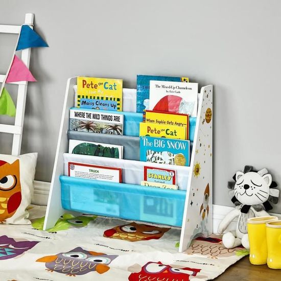 Bibliotheque Enfant 62 5 X 28 X 60 Cm Etagere De Rangement Pour Livres Avec Kit Anti Basculement Motif Espace Blanc Gkr72wt Cdiscount Puericulture Eveil Bebe