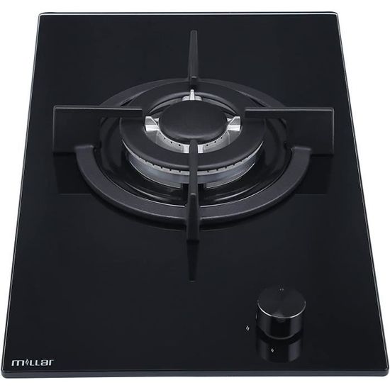 Millar GH3011PB Plaque de cuisson en Verre trempé avec 1 brûleur à gaz