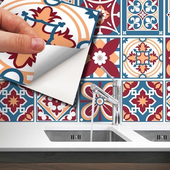 12 Stickers Carreaux Muraux 15x15 Cm - Adhésifs Pour Cuisine, Salle De Bains, Crédence - 5