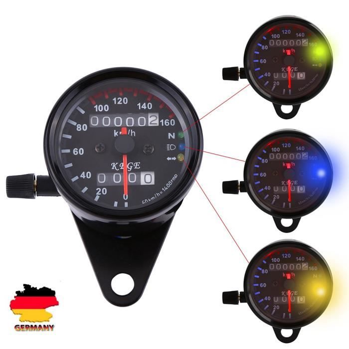 Moto Universel Double Compteur Kilométrique Jauge De Vitesse Odomètre signal de lecture KM / H LED 12V noir