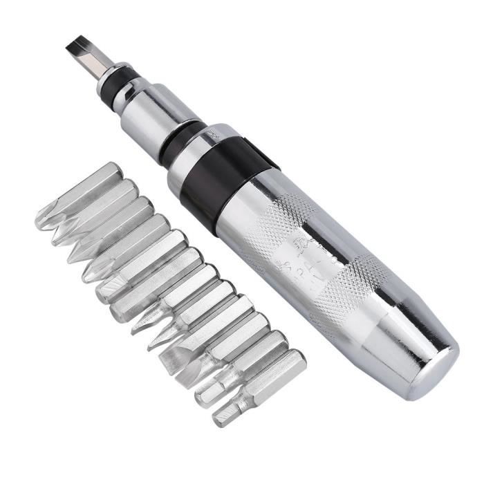 KAIFSHOP 14 PCs 1-2 -impact tournevis ensemble kit avec boîte en métal outil réversible à la main pour la réparation