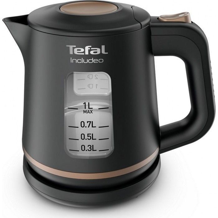 TEFAL KI533811 Includeo Bouilloire électrique 1 L, Poignée ergonomique, Niveau d’eau visible, Base 360°, Filtre amovible
