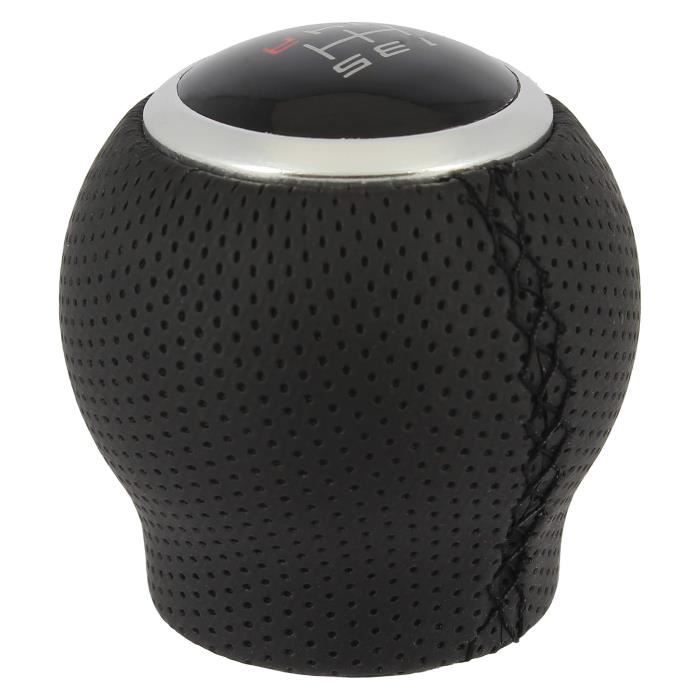 Pommeau rond simili cuir noir bague marche arrière avec pastilles