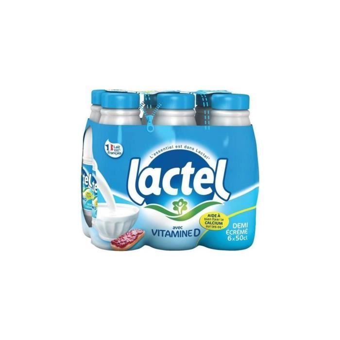 Lait Lactel Vitamine D demi-écrémé 50cl (lot de 18)