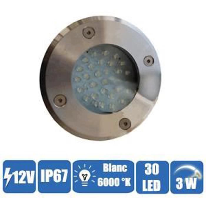 Spot encastrable éclairage blanc étanche 30 LEDs 12 Volts