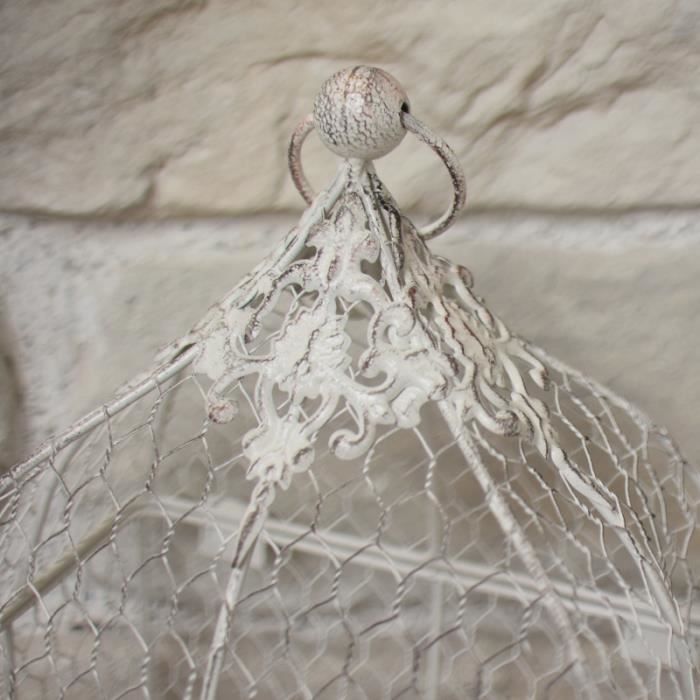 Cage à Oiseaux Grillagée Grillage Décorative Blanc 53 cm 11258