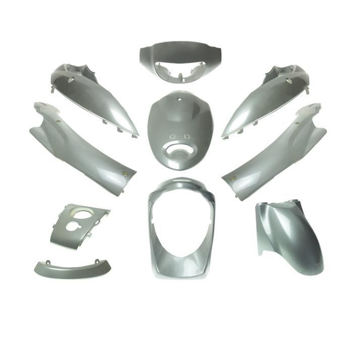 Carénage 10tlg d'argent 2EXTREME pour XINTIAN (KINROAD) XT50QT 50cc, YAMASAKI YM50QT-C, YM50QT-C3, Scooter