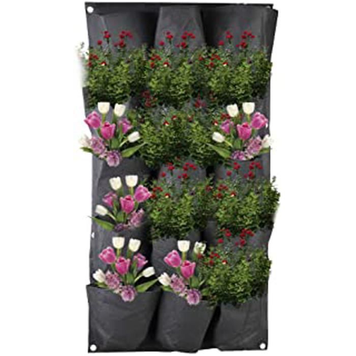Sac De Culture À Suspendre 15 Poches, Support Mural Vertical Étanche En Feutre Pour Plantes D'Intérieur Et D'Extérieur