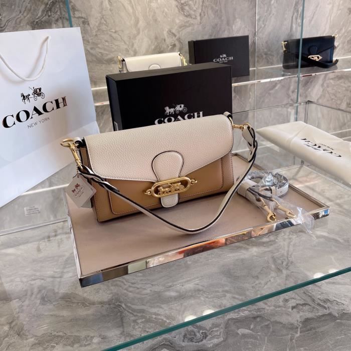 COACH 20 nouveau sac de messager à bandoulière simple tout-assorti à la mode rétro Blanc à jaune