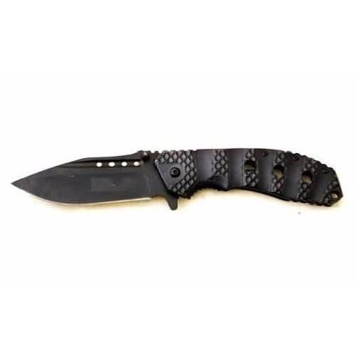 COUTEAU PLIANT EN MÉTAL NOIR AVEC ATTACHE CEINTURE