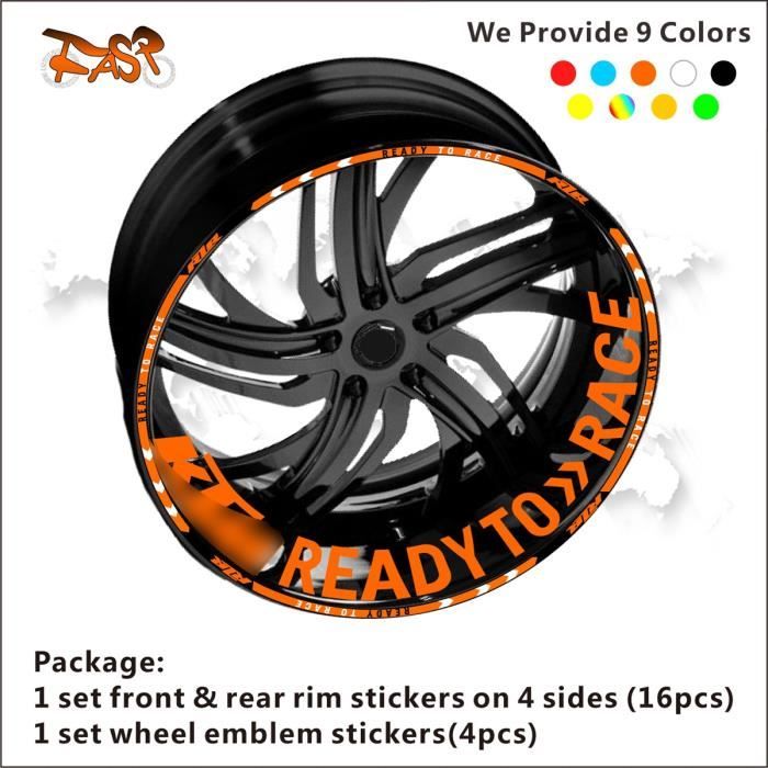 Décoration véhicule,Autocollants de roue de moto pour Ktm Duke 390,125,200,790,890,1290,690,990,1190 - Type ready to race orange