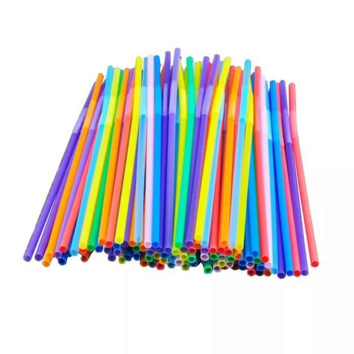 Accessoires bar,100 pièces-sac de pailles en plastique jetables multicolore arc en ciel pailles incurvées bricolage en forme de