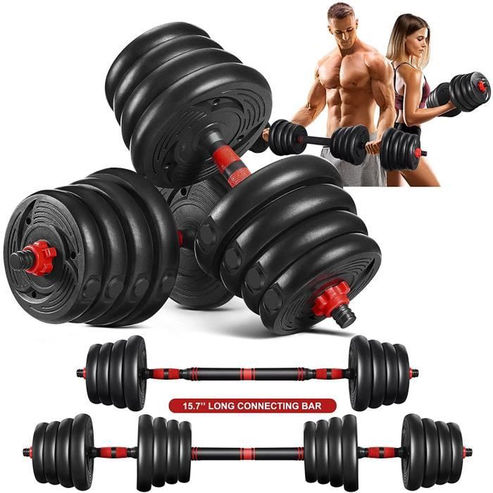 haltère 30kg réglable, 2.5 à 30kg, kit musculation Sport haltère avec barres