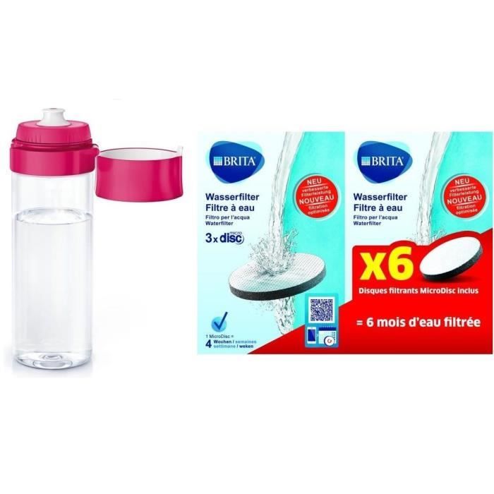 BRITA 1016333 Gourde filtrante 0,6L Rose Pack de 7 Microdiscs filtrants