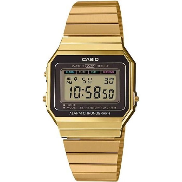 CASIO Collection Montre A700WEG-9EF bluetooth smart, résistance aux chos, steptracker 50 000, chrono