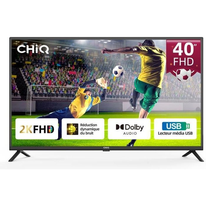 Téléviseur LED FHD CHiQ L40G5W, 100 cm (40 pouces), 1080 p, lecture Blu-Ray par USB, Dolby Audio, TUNER (DVB-T/T2/C/S/S2), HDMI/USB/