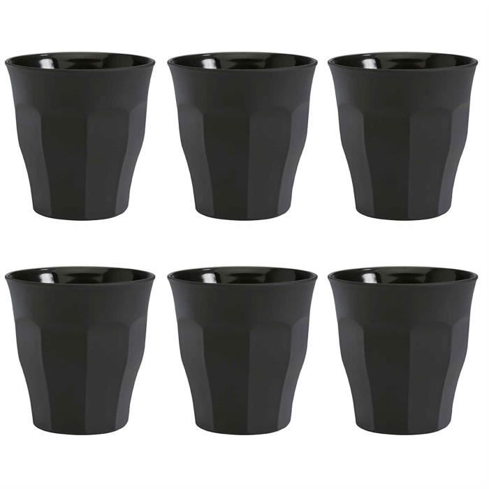 Duralex Picardie couleur eau Lunettes Tumbler - 250ml - Noir - Lot de 6