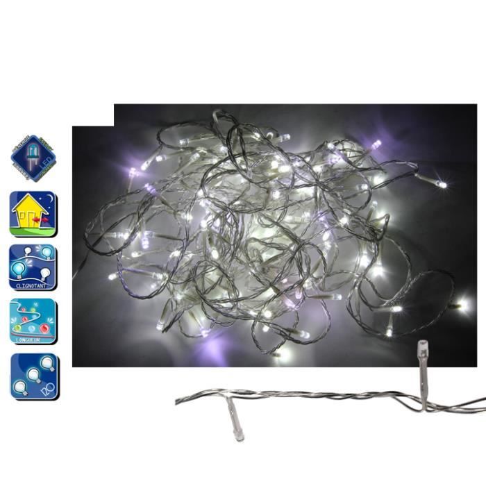 Guirlande extérieure de 120 LED blanches - Longueur de 12m