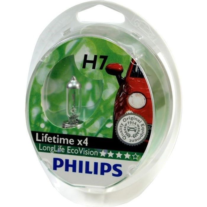 2 Ampoules Philips H7 LongLife EcoVision 55W