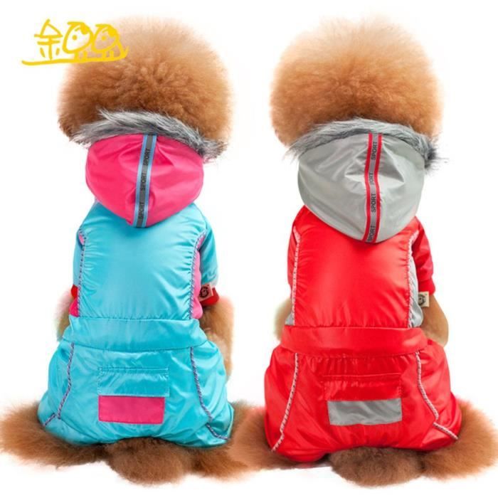 2018 nouvelle couleur assortie manteau en coton à capuche vêtements pour chien vêtements pour animaux de compagnie, rouge, S